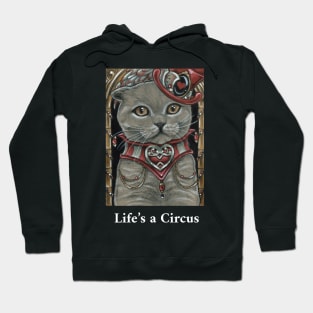 Circus Cat - Scottish Fold Cat - Life is a Circus -White Outlined Version Hoodie